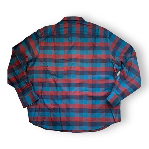 UNTUCKit Mens Shirt Long Sleeves Button Up Wrinkle Free Plaid Blue Red Size 3XL - Picture 4 of 11